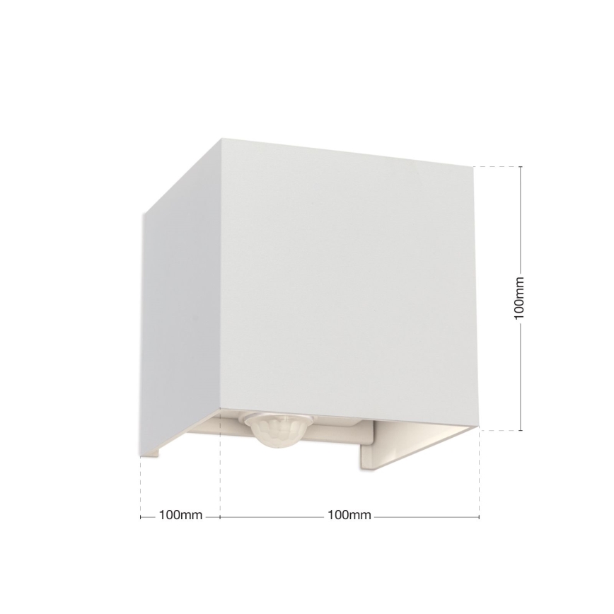 LED Ulkoseinävalaisin liike- ja hämärätunnistimella CUBE-S LED/13W/230V IP54 valkoinen