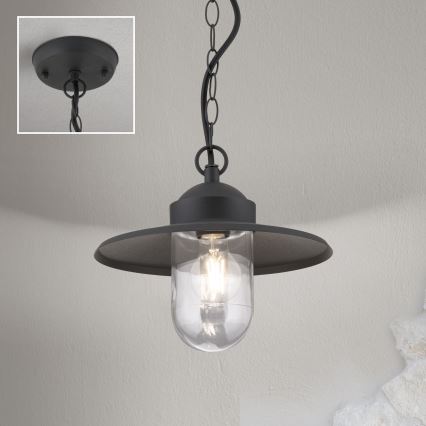 Ulkoriippuvalaisin EDWARD 1xE27/60W/230V IP44 musta