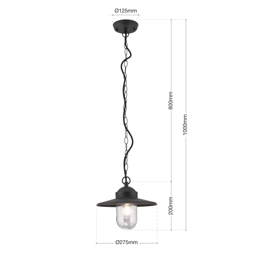 Ulkoriippuvalaisin EDWARD 1xE27/60W/230V IP44 musta