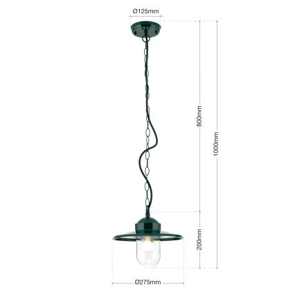 Ulkoriippuvalaisin EDWARD 1xE27/60W/230V IP44 vihreä