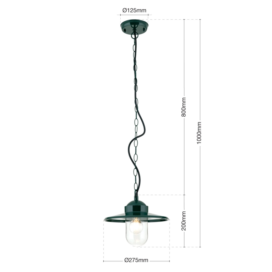 Ulkoriippuvalaisin EDWARD 1xE27/60W/230V IP44 vihreä