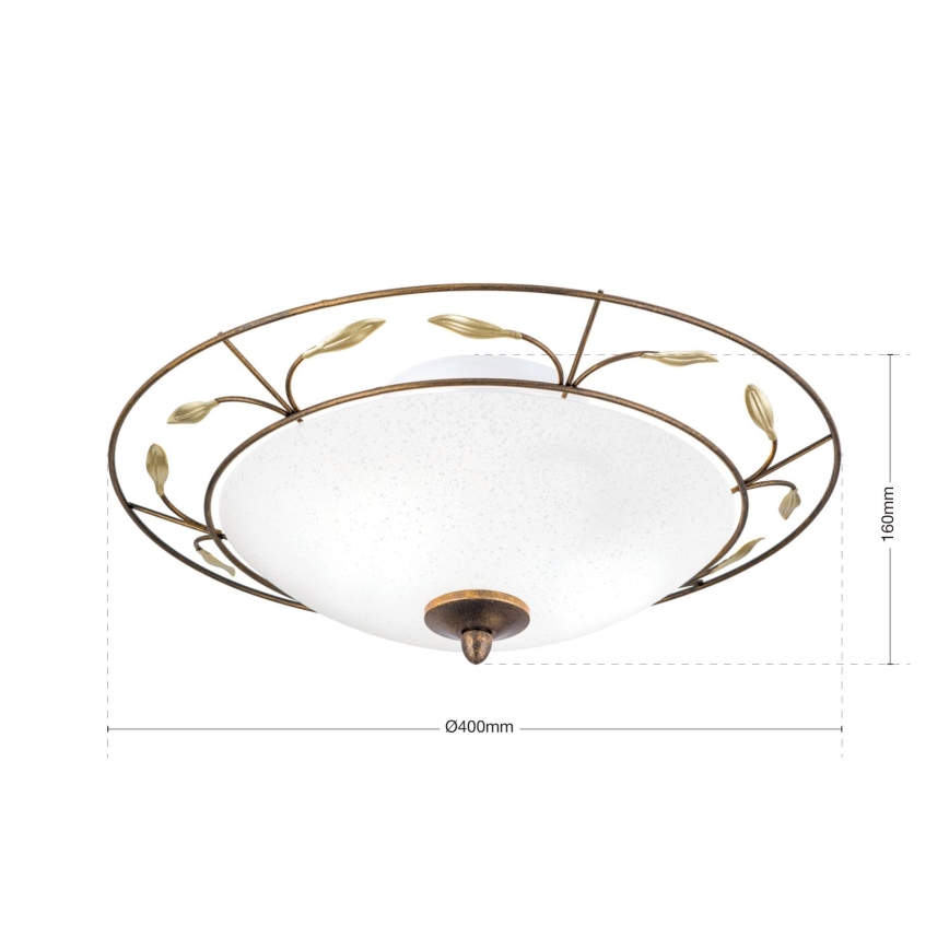 Kattovalo LUCA 2xE14/40W/230V halkaisija 40 cm pronssi/patina