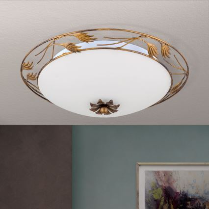 Kattovalo FLEUR 3xE27/60W/230V halkaisija 50 cm pronssi