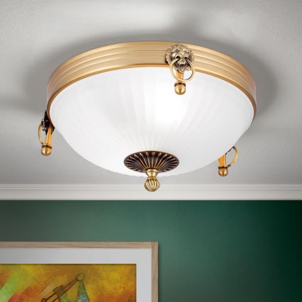 Kattovalo ROCCA 2xE27/60W/230V halkaisija 31 cm pronssi/valkoinen