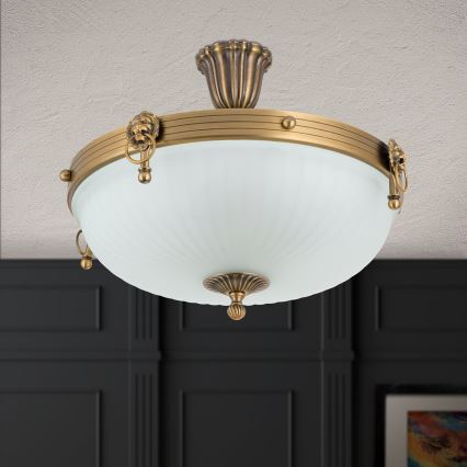 Kiinteä kattokruunu ROCCA 4xE27/60W/230V halkaisija 43 cm pronssi/valkoinen