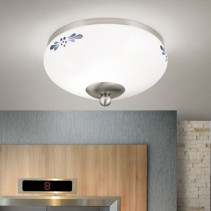Kattovalo LANDHAUS 1xE27/60W/230V halkaisija 21 cm mattakromi/valkoinen