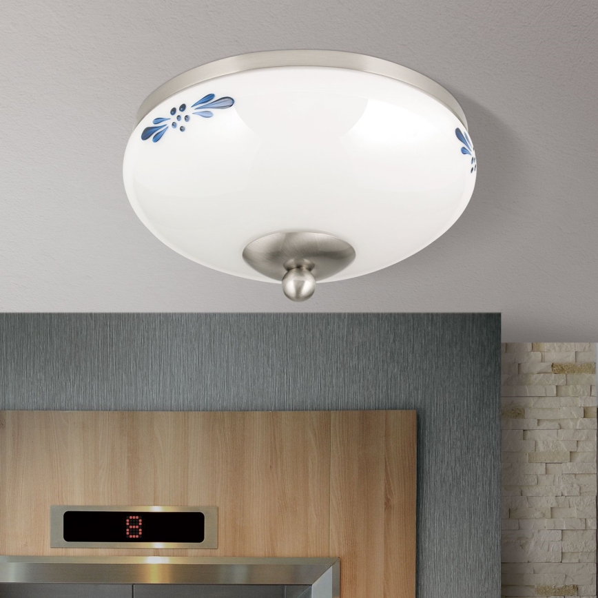 Kattovalo LANDHAUS 1xE27/60W/230V halkaisija 21 cm mattakromi/valkoinen