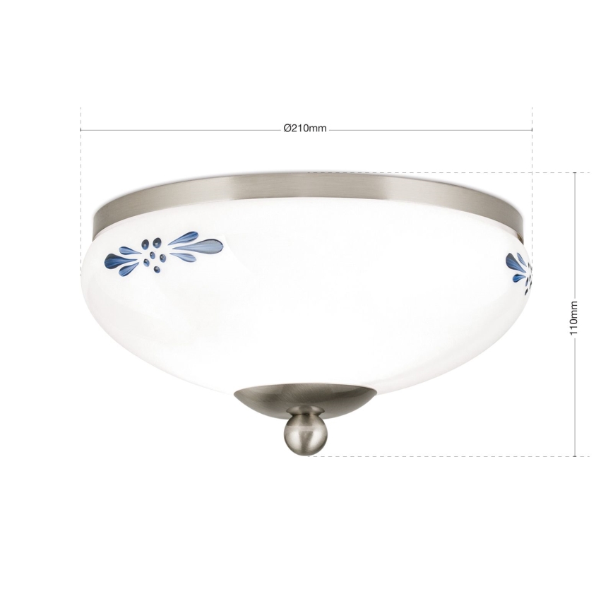 Kattovalo LANDHAUS 1xE27/60W/230V halkaisija 21 cm mattakromi/valkoinen