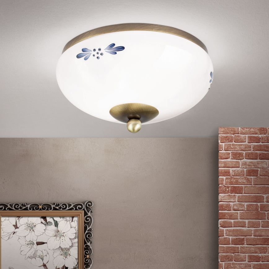 Kattovalo LANDHAUS 1xE27/60W/230V halkaisija 21 cm pronssi/valkoinen