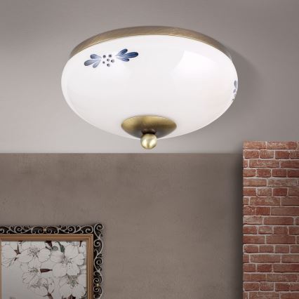Kattovalo LANDHAUS 1xE27/60W/230V halkaisija 21 cm pronssi/valkoinen