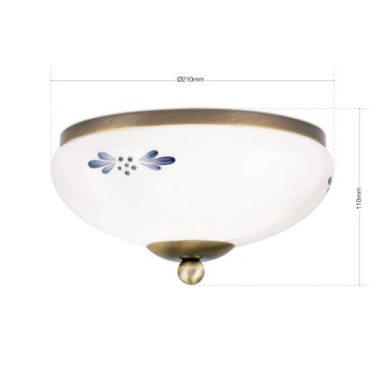 Kattovalo LANDHAUS 1xE27/60W/230V halkaisija 21 cm pronssi/valkoinen