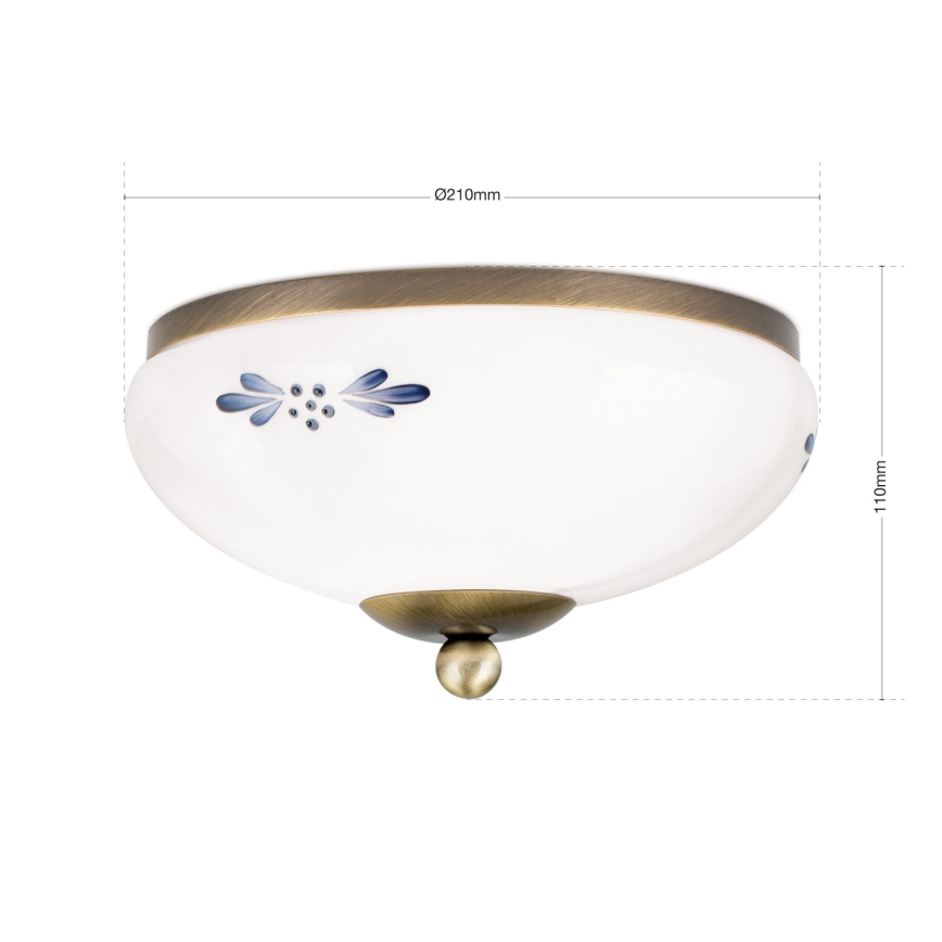 Kattovalo LANDHAUS 1xE27/60W/230V halkaisija 21 cm pronssi/valkoinen