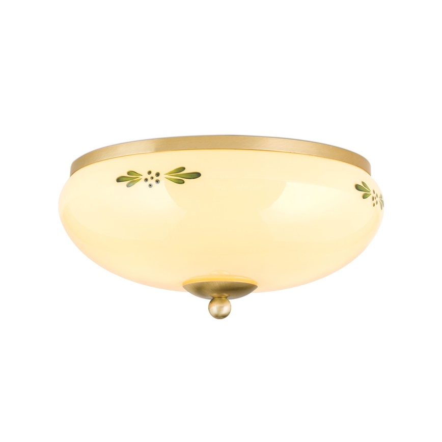Kattovalo LANDHAUS 2xE27/60W/230V halkaisija 28 cm messinki/beige