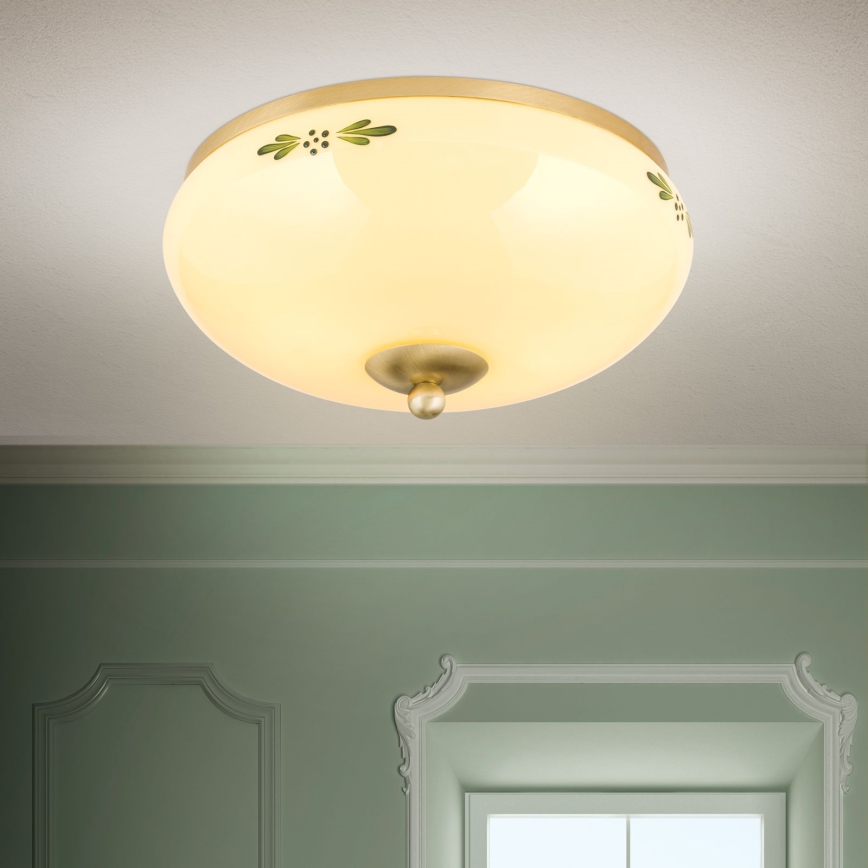 Kattovalo LANDHAUS 2xE27/60W/230V halkaisija 28 cm pronssi/beige