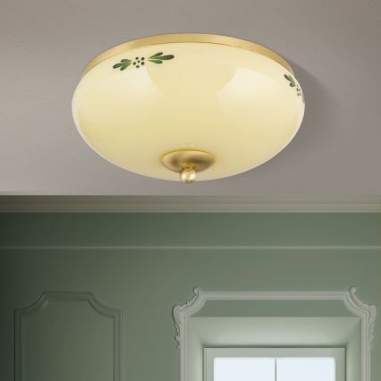 Kattovalo LANDHAUS 2xE27/60W/230V halkaisija 28 cm pronssi/beige