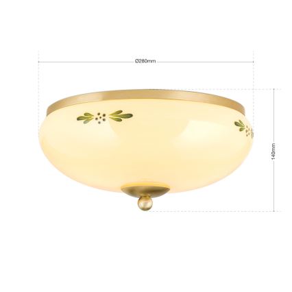 Kattovalo LANDHAUS 2xE27/60W/230V halkaisija 28 cm pronssi/beige