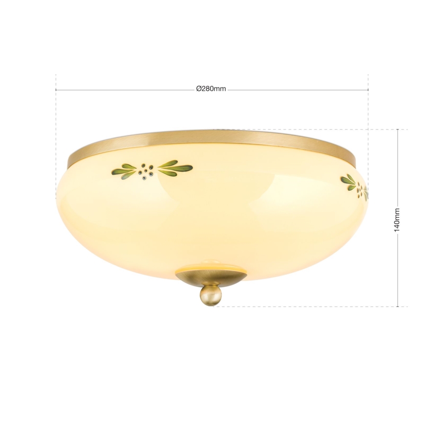 Kattovalo LANDHAUS 2xE27/60W/230V halkaisija 28 cm pronssi/beige