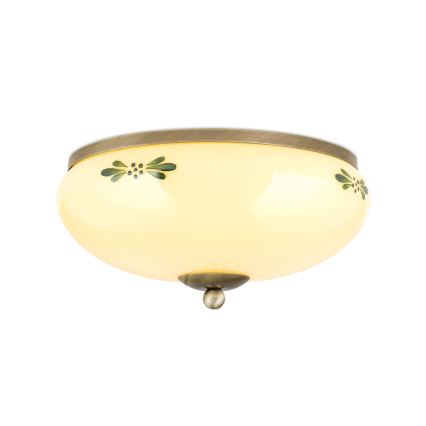 Kattovalo LANDHAUS 2xE27/60W/230V halkaisija 28 cm pronssi/beige