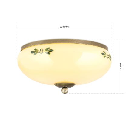 Kattovalo LANDHAUS 2xE27/60W/230V halkaisija 28 cm pronssi/beige