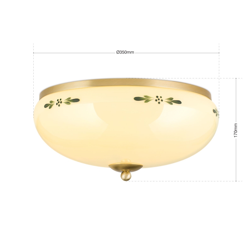 Kattovalo LANDHAUS 3xE27/60W/230V halkaisija 35 cm messinki/beige