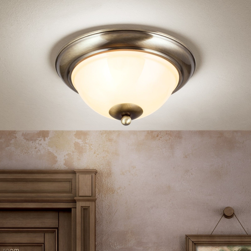 Kattovalo AUSTRIAN OLD LAMP 2xE27/60W/230V halkaisija 27 cm pronssi/beige