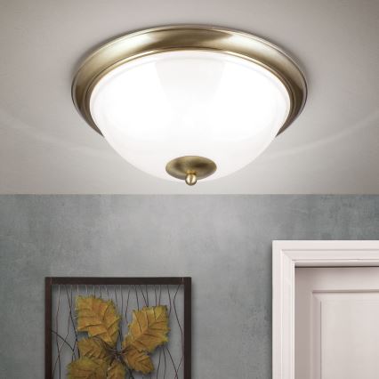 Kattovalo AUSTRIAN OLD LAMP 3xE27/60W/230V halkaisija 50 cm pronssi/valkoinen