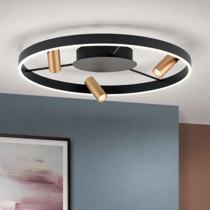Himmennettävä LED-kattovalaisin BERLIN LED/50W/230V musta/kulta
