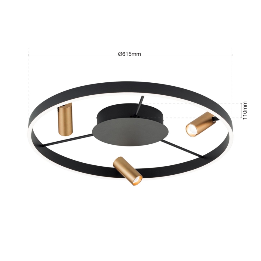 Himmennettävä LED-kattovalaisin BERLIN LED/50W/230V musta/kulta