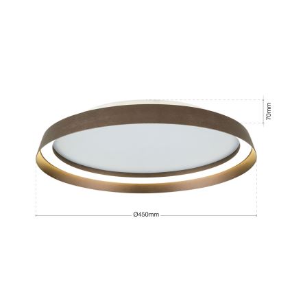 Himmennettävä LED-kattovalaisin MANTA LED/38W/230V 2700/3000/4000K halkaisija 45 cm ruskea