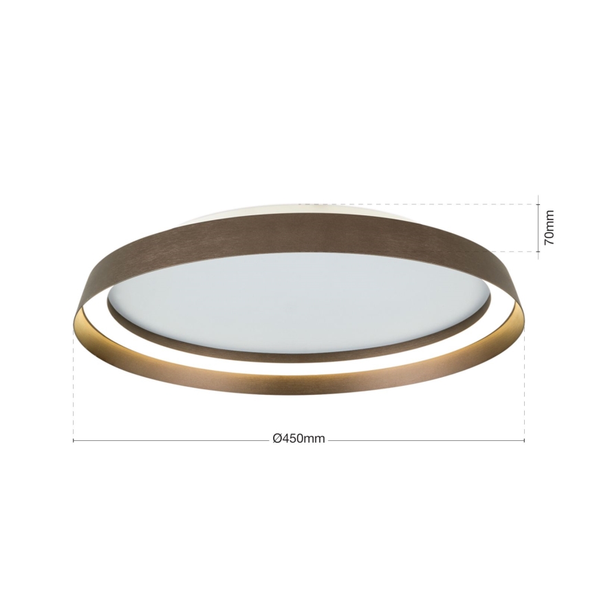 Himmennettävä LED-kattovalaisin MANTA LED/38W/230V 2700/3000/4000K halkaisija 45 cm ruskea