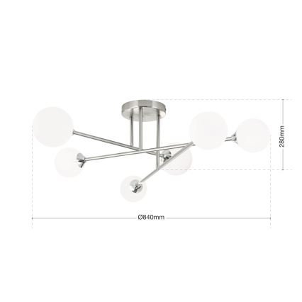 Kiinteä kattokruunu SNOWWHITE 6xG9/20W/230V halkaisija 84 cm mattakromi
