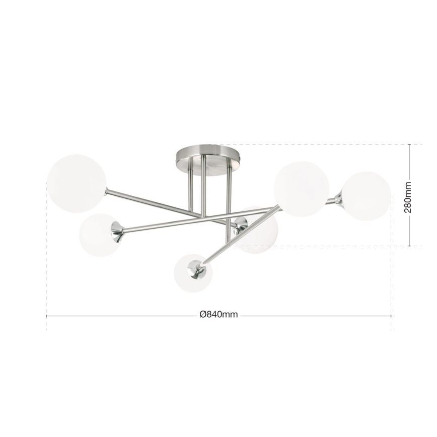 Kiinteä kattokruunu SNOWWHITE 6xG9/20W/230V halkaisija 84 cm mattakromi