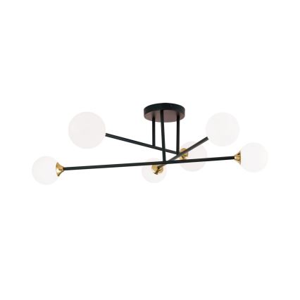 Kiinteä kattokruunu SNOWWHITE 6xG9/20W/230V halkaisija 84 cm musta/kulta