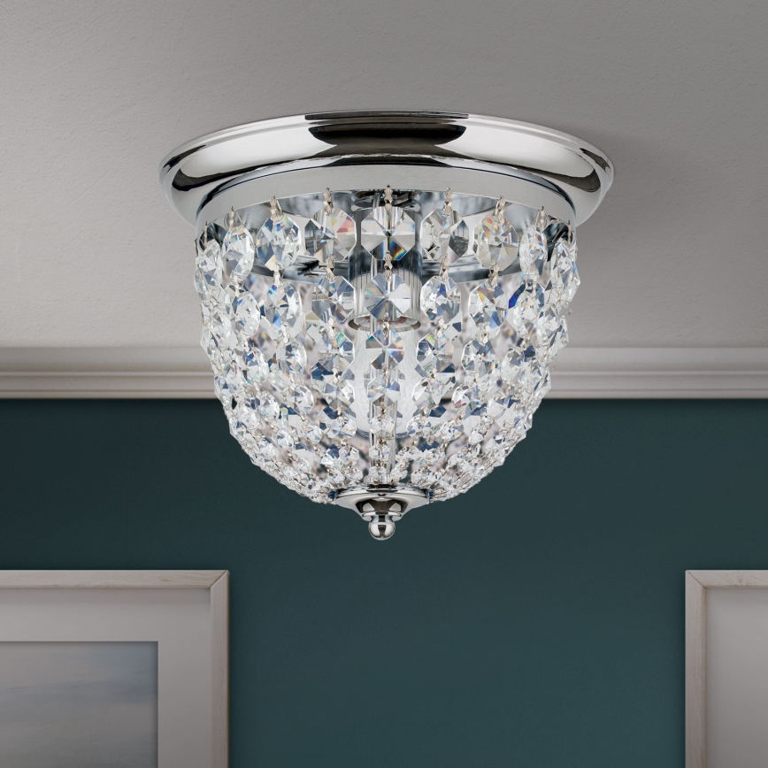 Kristallikattovalaisin PLAFOND 1xE27/40W/230V halkaisija 26 cm kiiltävä kromi