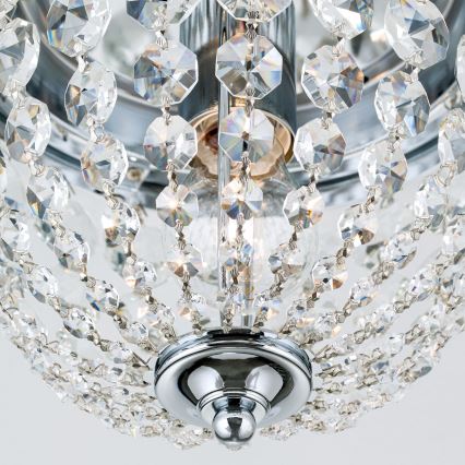 Kristallikattovalaisin PLAFOND 1xE27/40W/230V halkaisija 26 cm kiiltävä kromi