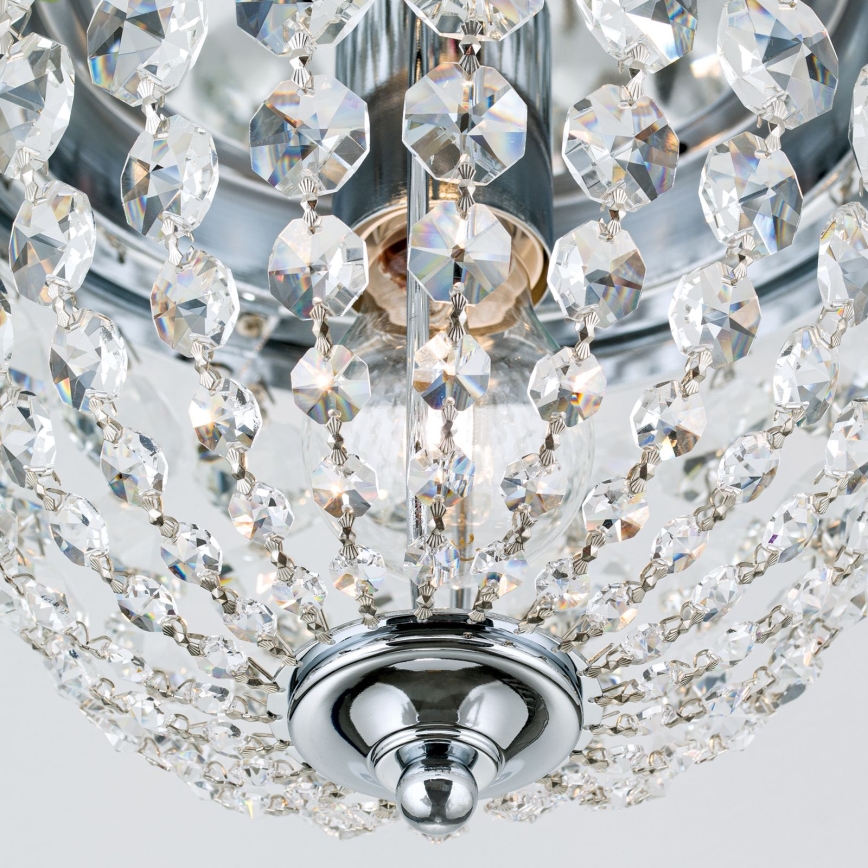 Kristallikattovalaisin PLAFOND 1xE27/40W/230V halkaisija 26 cm kiiltävä kromi