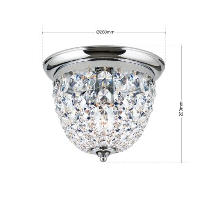 Kristallikattovalaisin PLAFOND 1xE27/40W/230V halkaisija 26 cm kiiltävä kromi