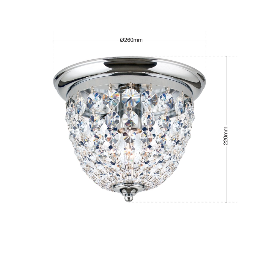 Kristallikattovalaisin PLAFOND 1xE27/40W/230V halkaisija 26 cm kiiltävä kromi