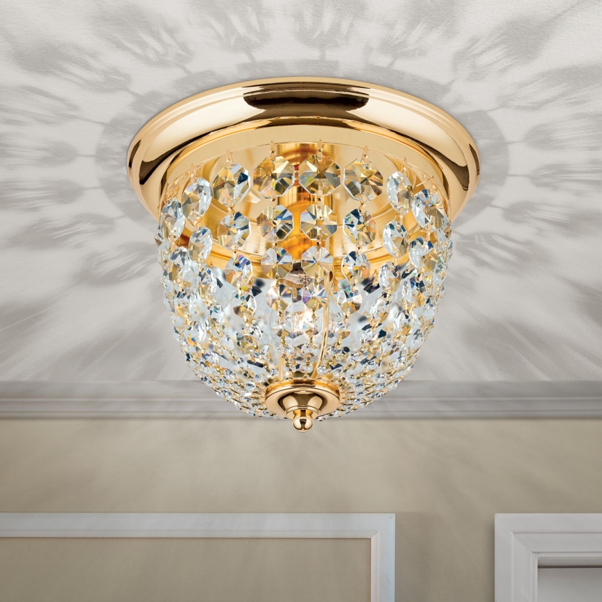 Kristallikattovalaisin PLAFOND 1xE27/40W/230V halkaisija 26 cm kulta