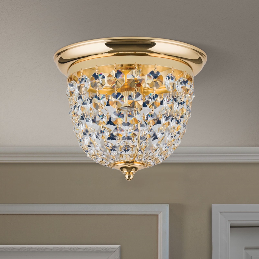 Kristallikattovalaisin PLAFOND 1xE27/40W/230V halkaisija 26 cm kulta