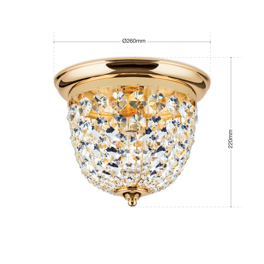 Kristallikattovalaisin PLAFOND 1xE27/40W/230V halkaisija 26 cm kulta