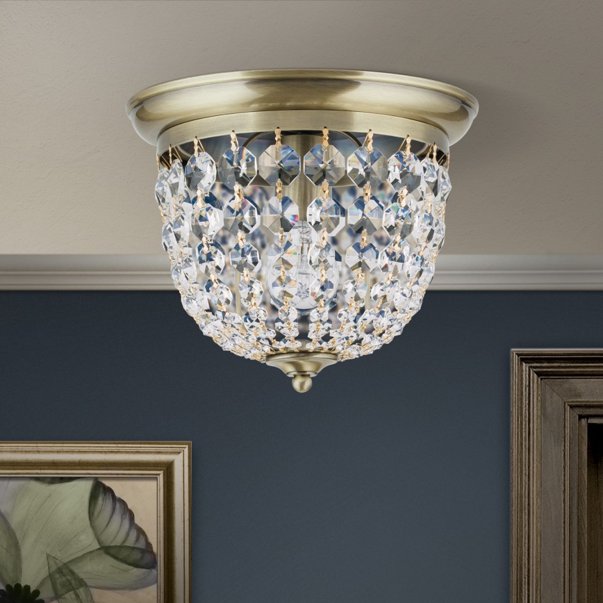 Kristallikattovalaisin PLAFOND 1xE27/40W/230V halkaisija 26 cm pronssi