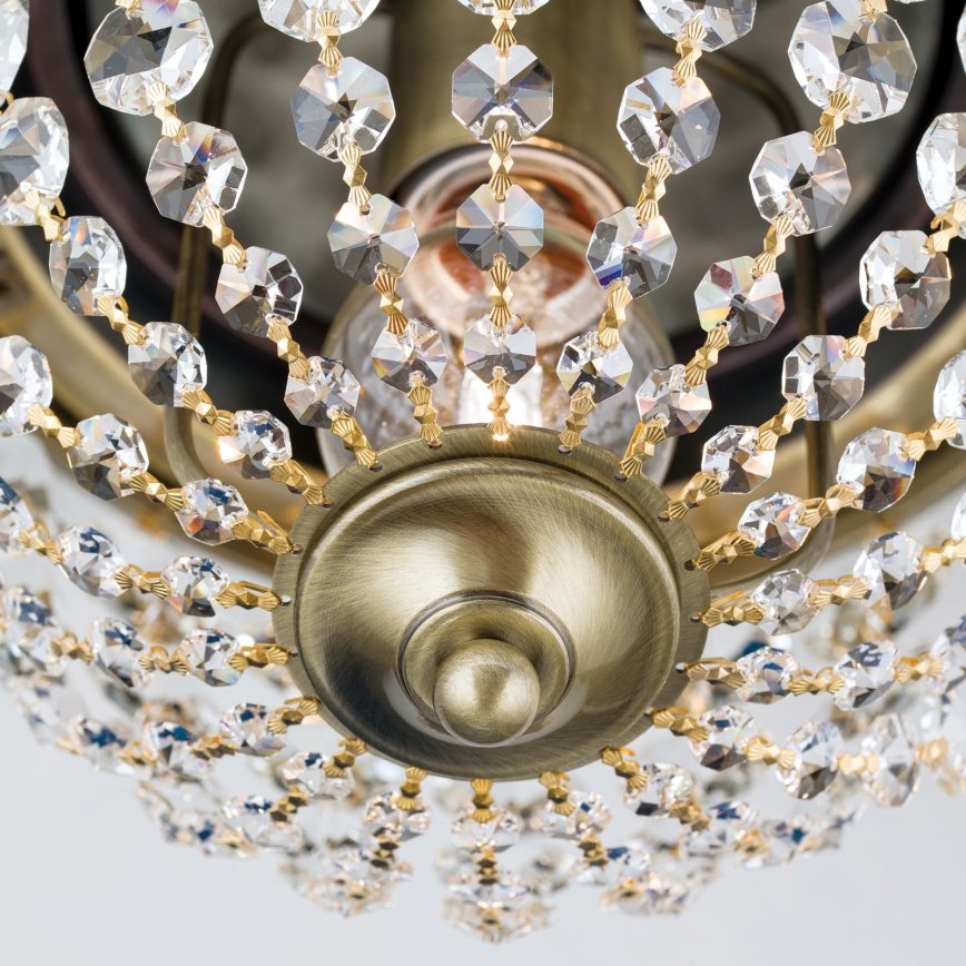 Kristallikattovalaisin PLAFOND 1xE27/40W/230V halkaisija 26 cm pronssi