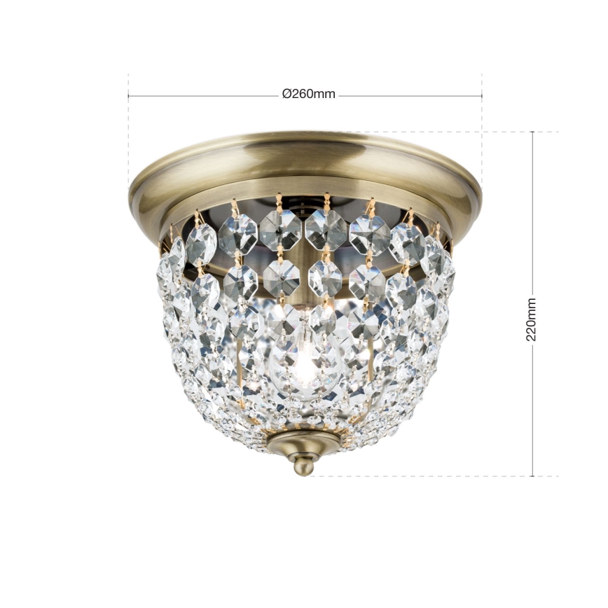 Kristallikattovalaisin PLAFOND 1xE27/40W/230V halkaisija 26 cm pronssi