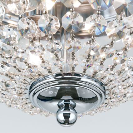 Kristallikattovalaisin PLAFOND 3xE27/40W/230V halkaisija 35 cm kiiltävä kromi