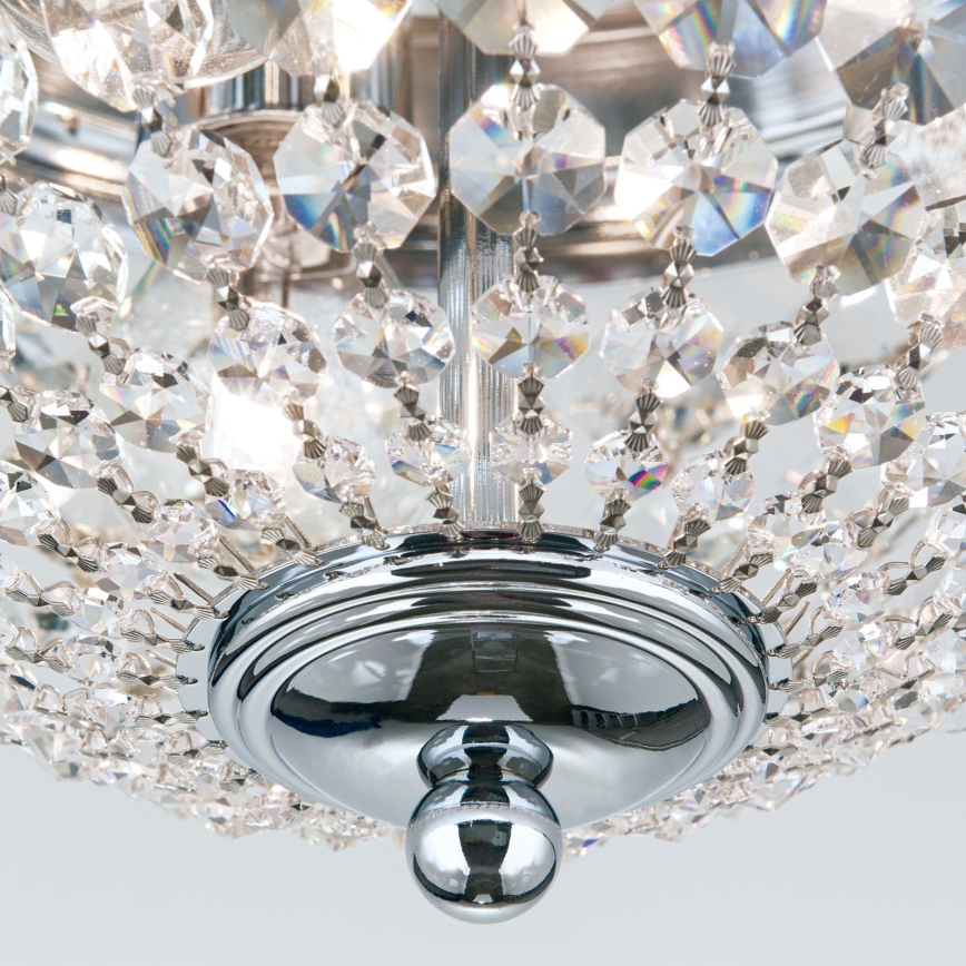 Kristallikattovalaisin PLAFOND 3xE27/40W/230V halkaisija 35 cm kiiltävä kromi