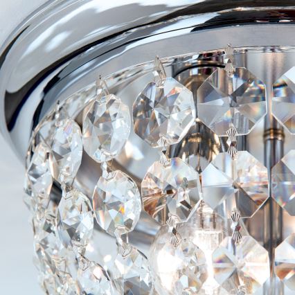 Kristallikattovalaisin PLAFOND 3xE27/40W/230V halkaisija 35 cm kiiltävä kromi