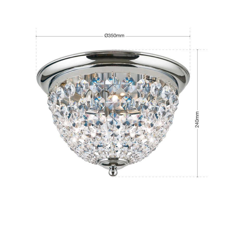 Kristallikattovalaisin PLAFOND 3xE27/40W/230V halkaisija 35 cm kiiltävä kromi