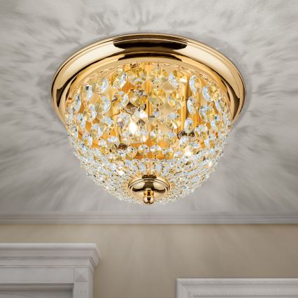 Kristallikattovalaisin PLAFOND 3xE27/40W/230V halkaisija 35 cm kulta