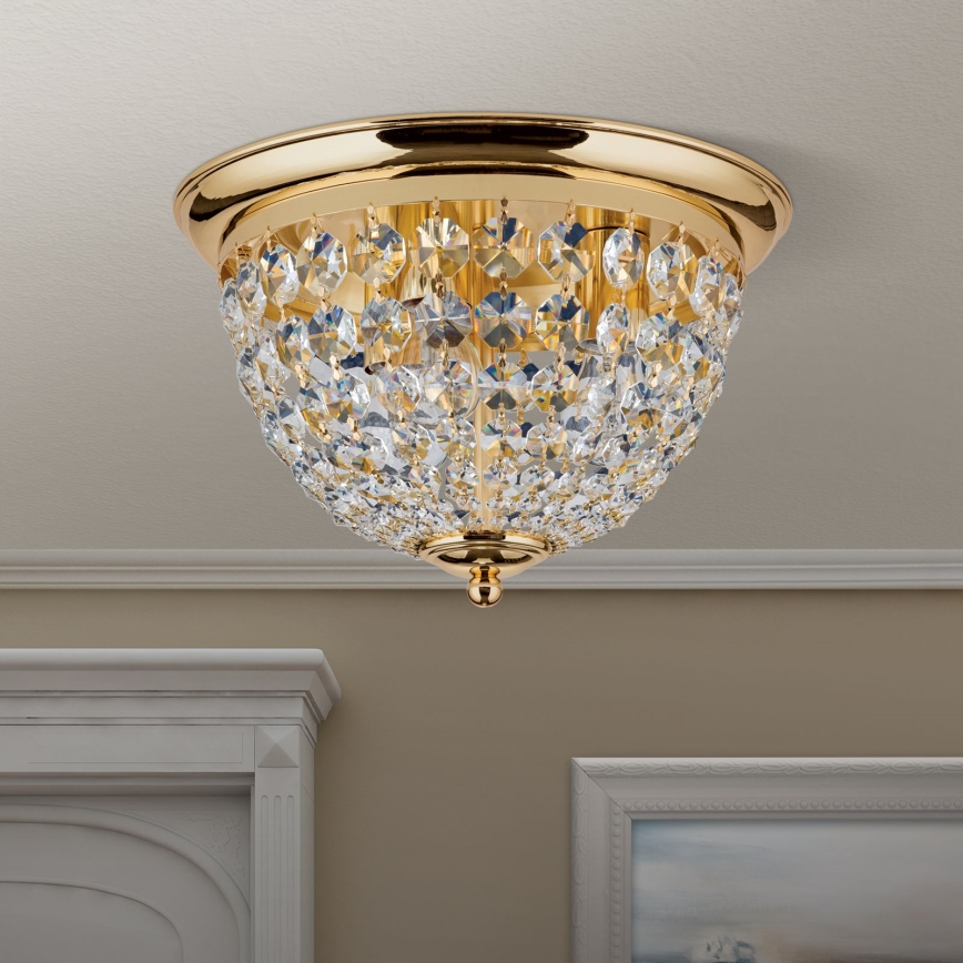 Kristallikattovalaisin PLAFOND 3xE27/40W/230V halkaisija 35 cm kulta